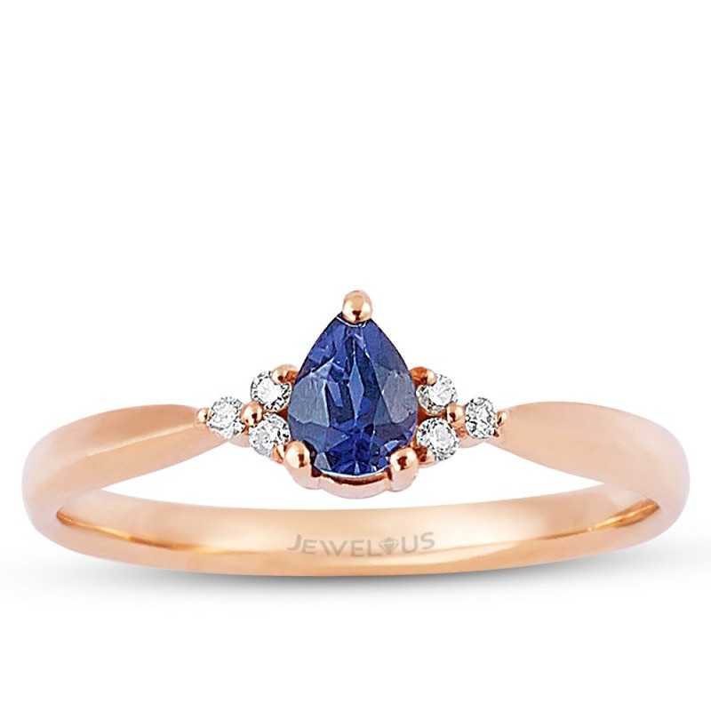 0.36 Karat Safir Taşlı Pırlanta Minimal Yüzük