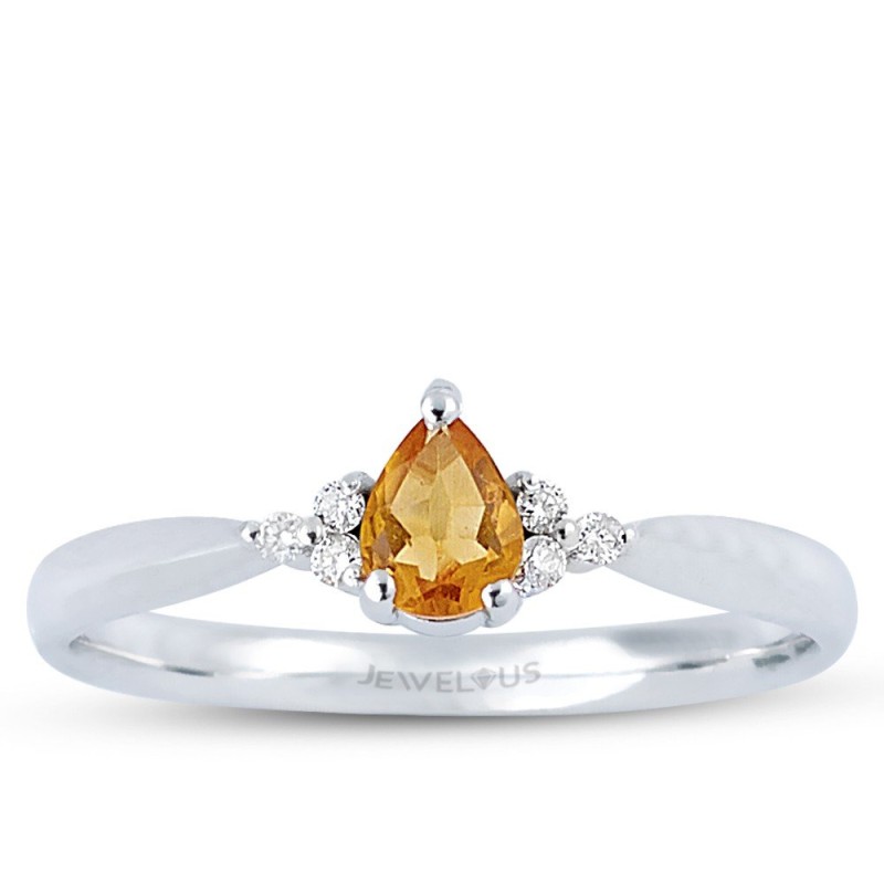 0.31 Karat Citrine Taşlı Pırlanta Minimal Yüzük