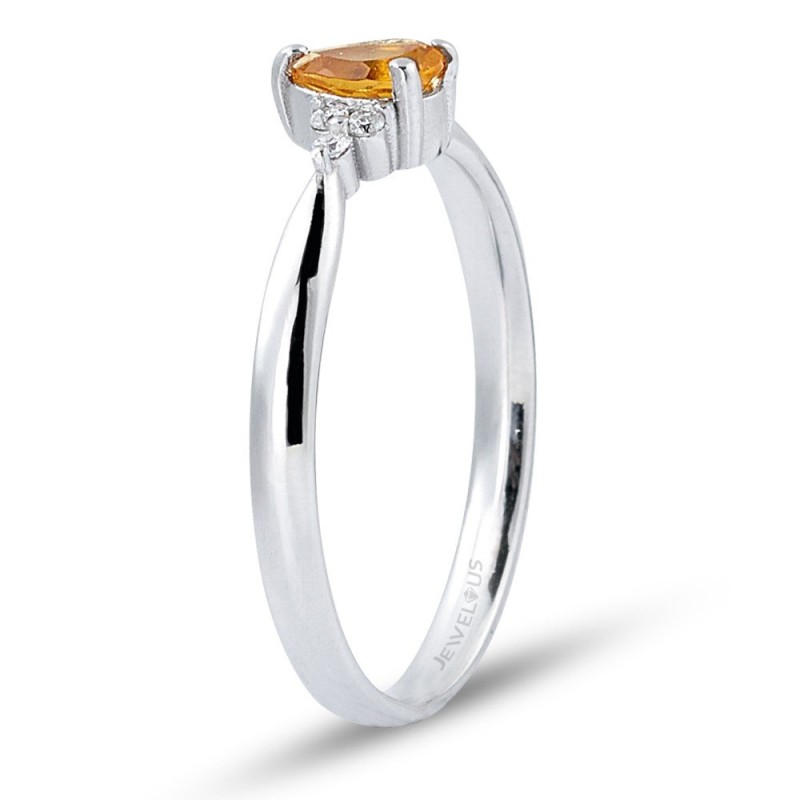 0.31 Karat Citrine Taşlı Pırlanta Minimal Yüzük