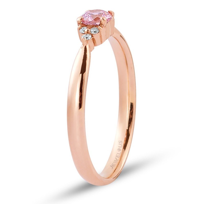 0.26 Karat Pembe Safir Taşlı Pırlanta Minimal Yüzük