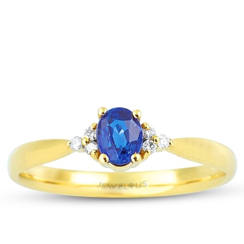 0.43 Karat Safir Taşlı Pırlanta Minimal Yüzük