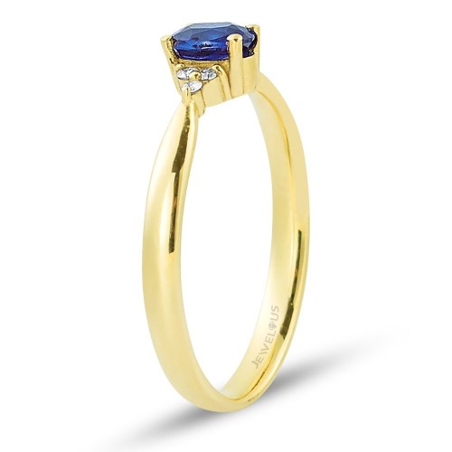 0.43 Karat Safir Taşlı Pırlanta Minimal Yüzük