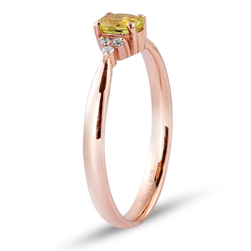 0.37 Karat Sarı Safir Taşlı Pırlanta Minimal Yüzük