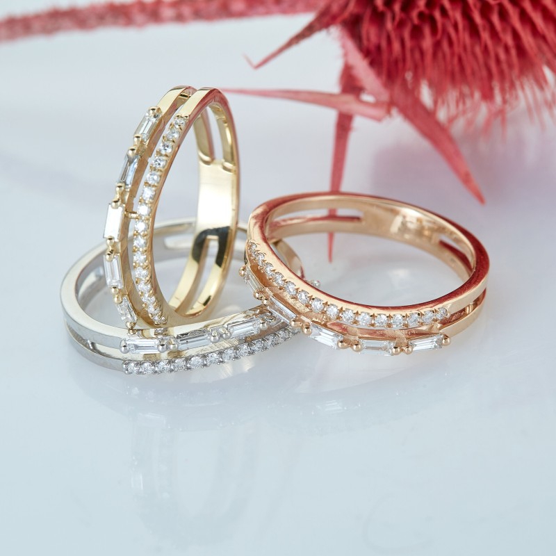 0.25 Karat Baget Pırlanta Minimal Yüzük