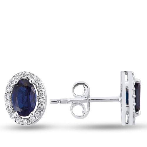 1.22 Karat Safir Taşlı Pırlanta Küpe
