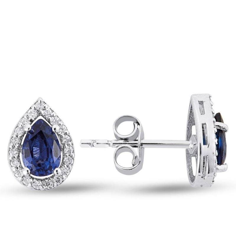 1.21 Karat Safir Taşlı Pırlanta Küpe