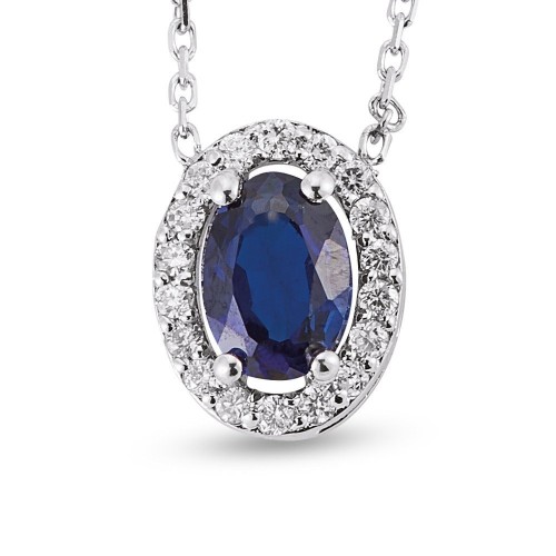 0.61 Karat Safir Taşlı Pırlanta Kolye