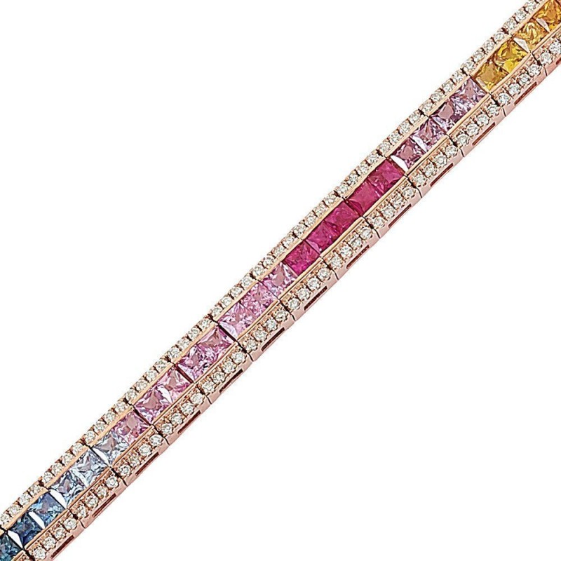 9.94 Karat Rainbow Safir Pırlanta Bileklik