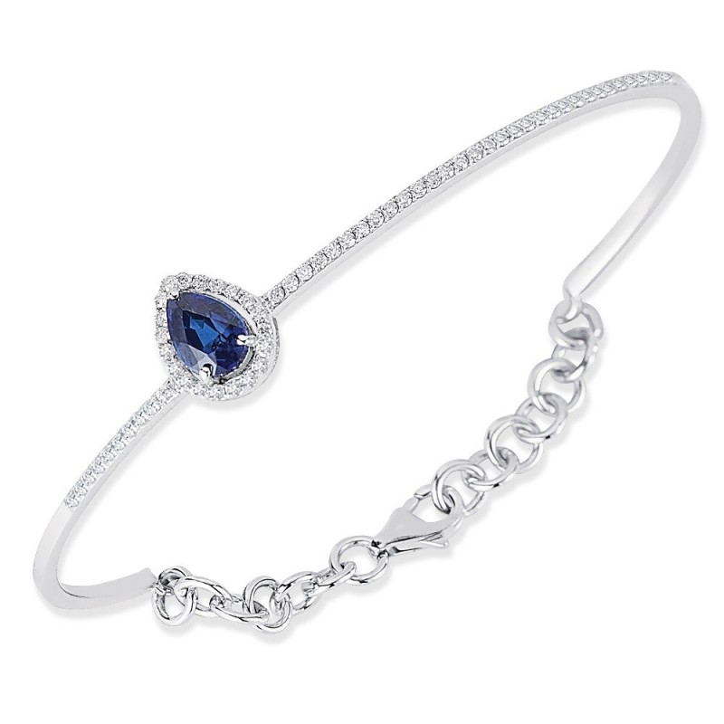 1.59 Karat Safir Taşlı Pırlanta Kelepçe Bileklik