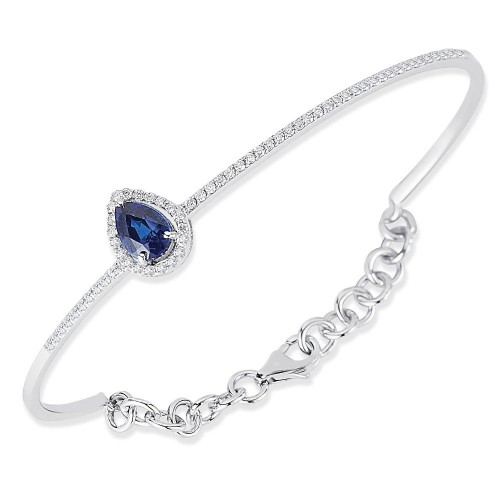 1.59 Karat Safir Taşlı Pırlanta Kelepçe Bileklik