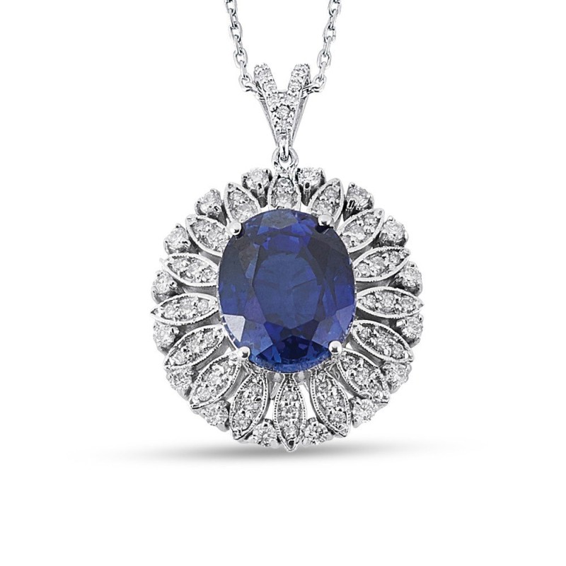 6.53 Karat Safir Taşlı Pırlanta Kolye