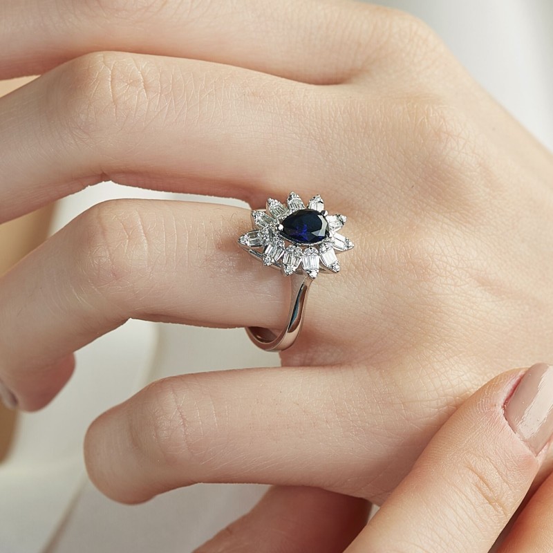 1.26 Karat Safir Taşlı Pırlanta Yüzük