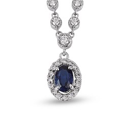 0.92 Karat Safir Taşlı Pırlanta Kolye