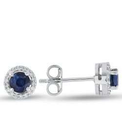 0.84 Karat Safir Taşlı Pırlanta Küpe
