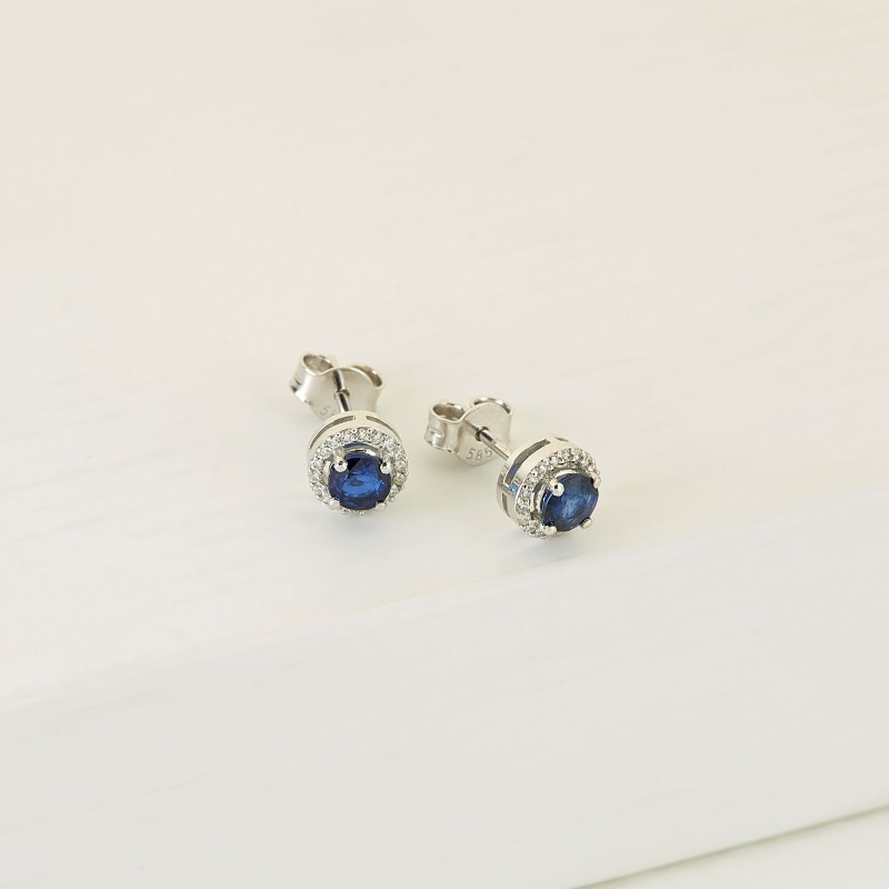 0.84 Karat  Safir Taşlı Pırlanta Küpe