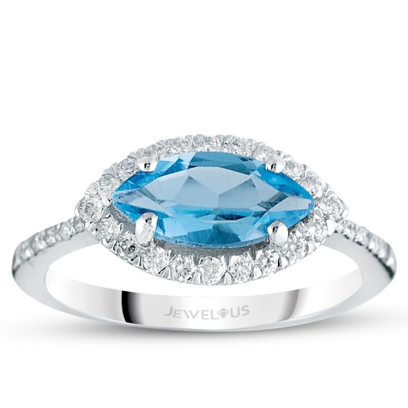 1.46  Karat Blue Topaz Taşlı Pırlanta Yüzük