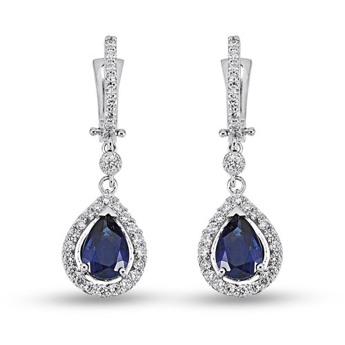 2.41 Karat Safir Taşlı Pırlanta Küpe