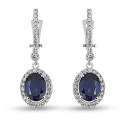 4.17 Karat Safir Taşlı Pırlanta Küpe