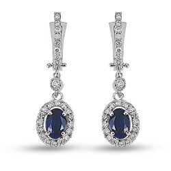 1.65 Karat safir Taşlı Pırlanta Küpe