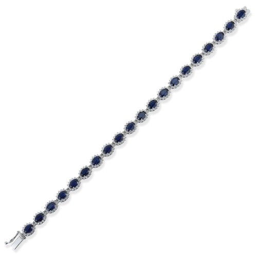 1.59 Karat Safir Taşlı Pırlanta Kelepçe Bileklik