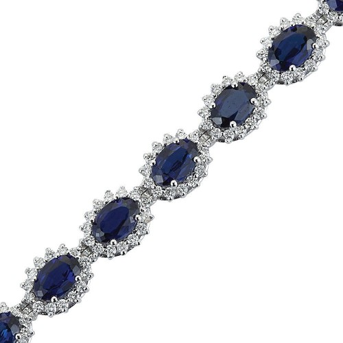 1.59 Karat Safir Taşlı Pırlanta Kelepçe Bileklik