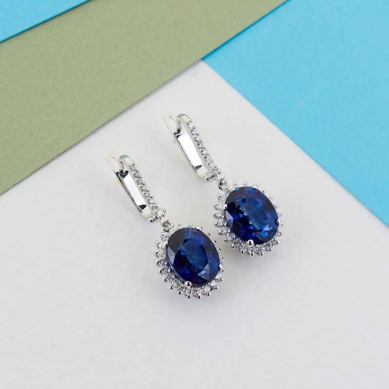 10.59 Karat Safir Taşlı Pırlanta Küpe