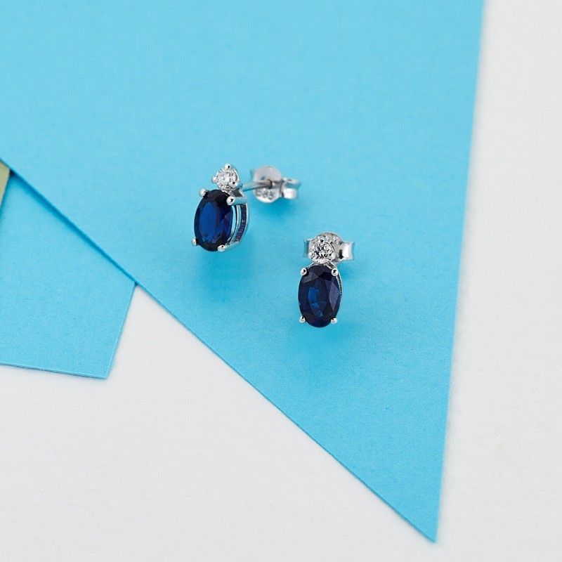 1.32 Karat Safir Taşlı Pırlanta Küpe
