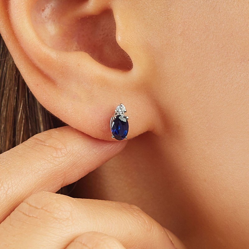 1.32 Karat Safir Taşlı Pırlanta Küpe