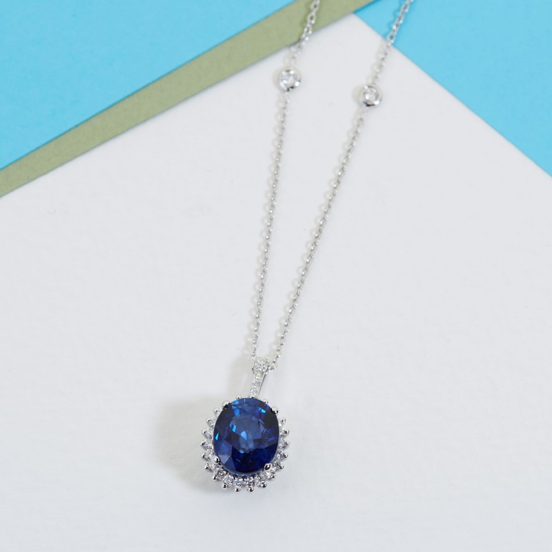 5.46 Karat Safir Taşlı Pırlanta Kolye
