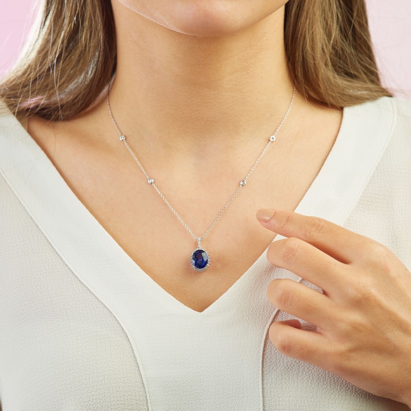 5.46 Karat Safir Taşlı Pırlanta Kolye