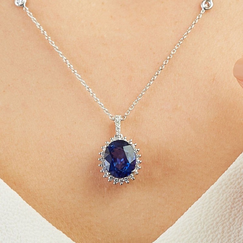 5.46 Karat Safir Taşlı Pırlanta Kolye