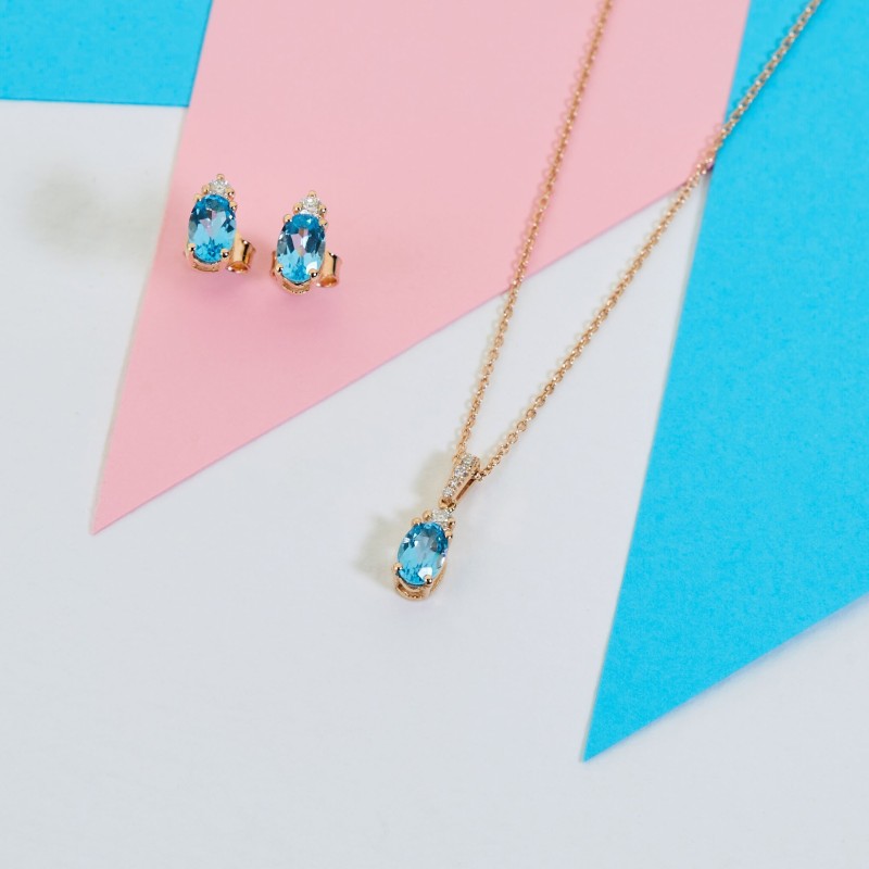 0.59 Karat Bluetopaz Taşlı Pırlanta Kolye