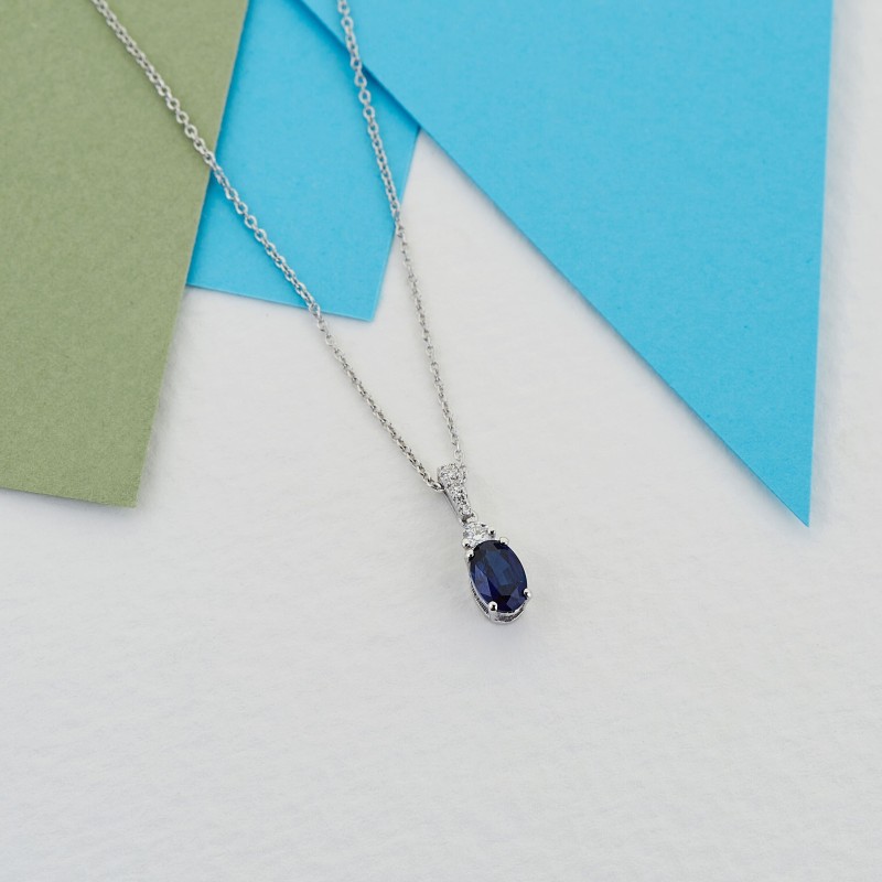 0.69 Karat Safir Taşlı Pırlanta Kolye