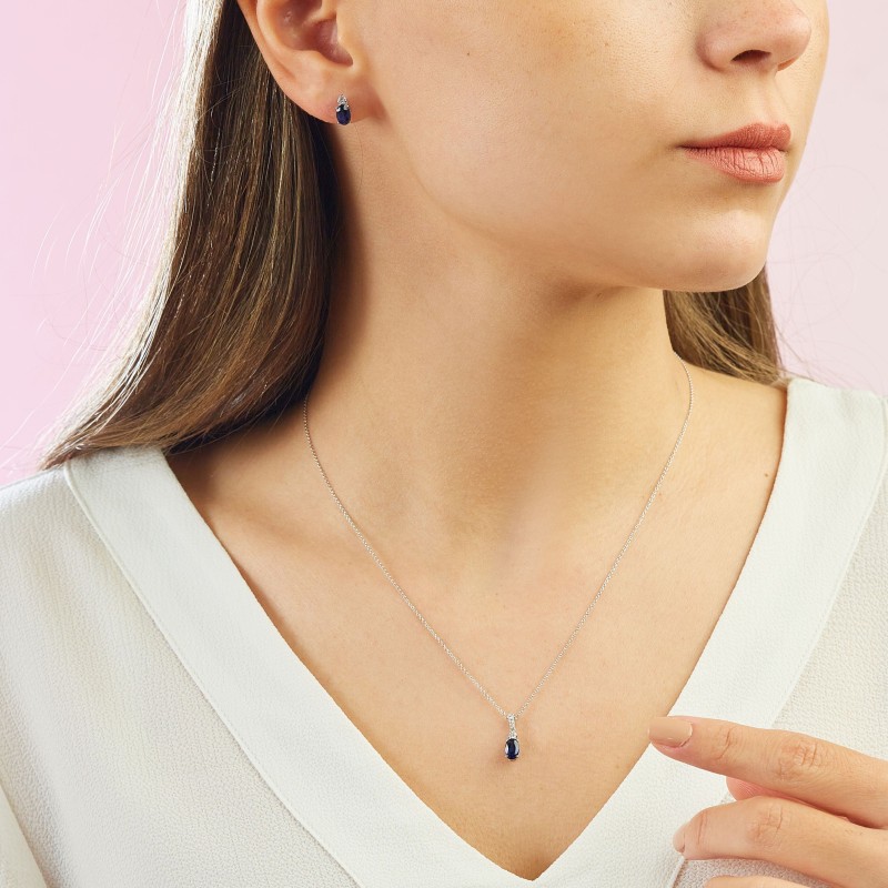 0.69 Karat Safir Taşlı Pırlanta Kolye