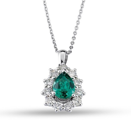 0.28 Karat Zümrüt Taşlı Pırlanta Kolye