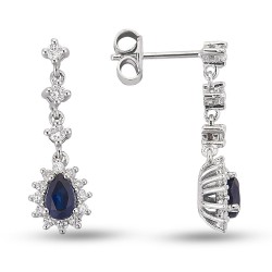0.95 Karat Safir Taşlı Pırlanta Küpe