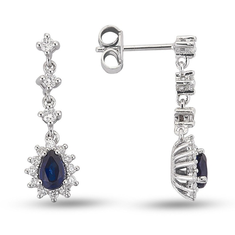 0.95 Karat Safir Taşlı Pırlanta Küpe