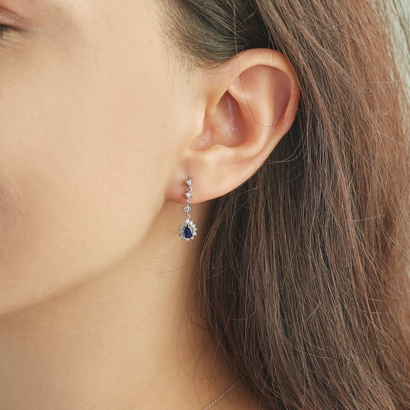 0.95 Karat Safir Taşlı Pırlanta Küpe