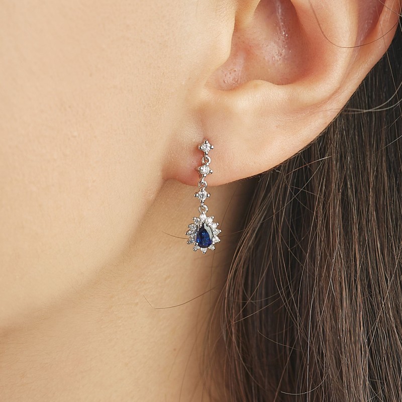 0.95 Karat Safir Taşlı Pırlanta Küpe