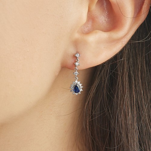 0.95 Karat Safir Taşlı Pırlanta Küpe