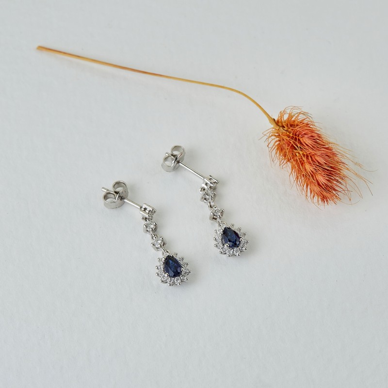0.95 Karat Safir Taşlı Pırlanta Küpe