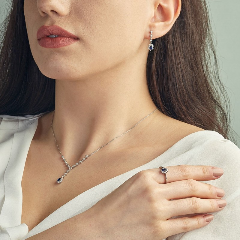 0.42 Karat Safir Taşlı Pırlanta Yüzük