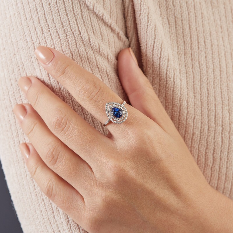 1.38 Karat Safir Taşlı Pırlanta Yüzük
