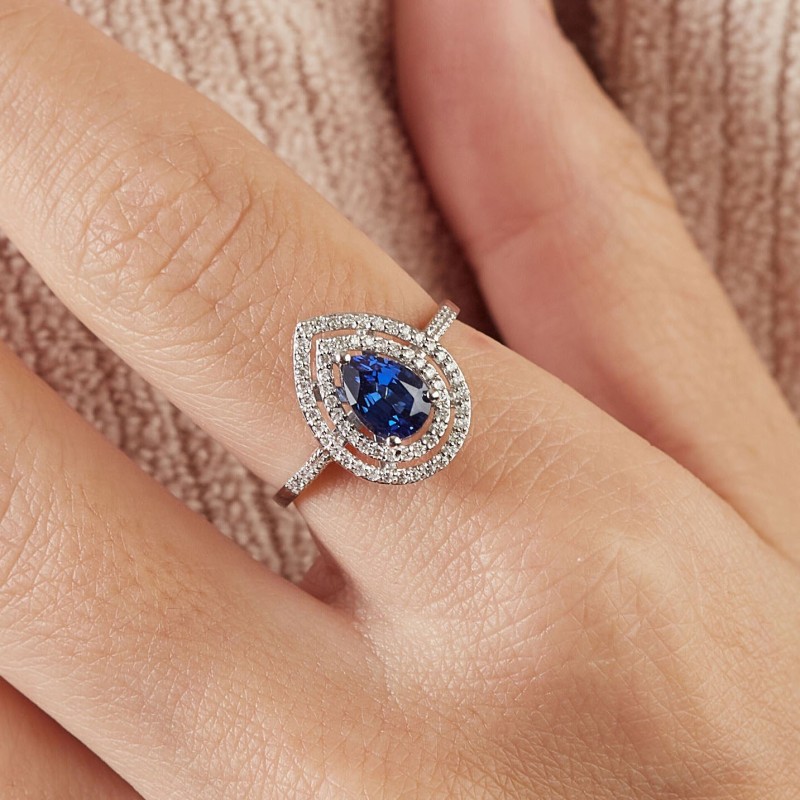 1.38 Karat Safir Taşlı Pırlanta Yüzük