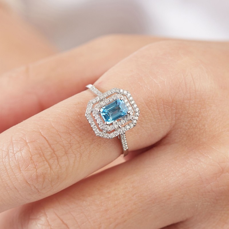 1.04 Karat Aquamarin Taşlı Pırlanta Yüzük