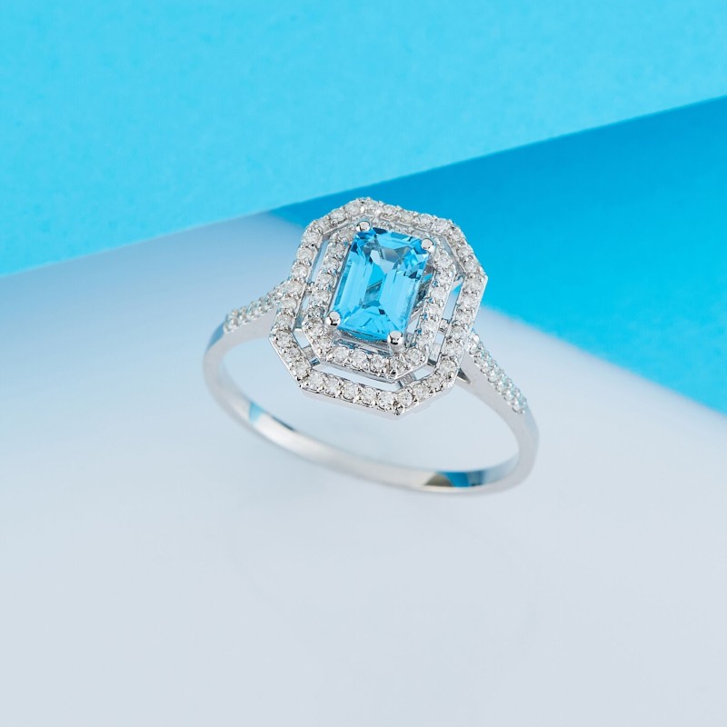 1.04 Karat Aquamarin Taşlı Pırlanta Yüzük