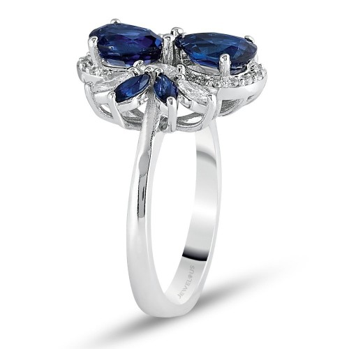 2.56 Karat Safir Taşlı Markiz Pırlantalı Yüzük