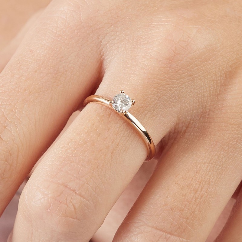 0.26 Karat Pırlanta Rose Tektaş Yüzük