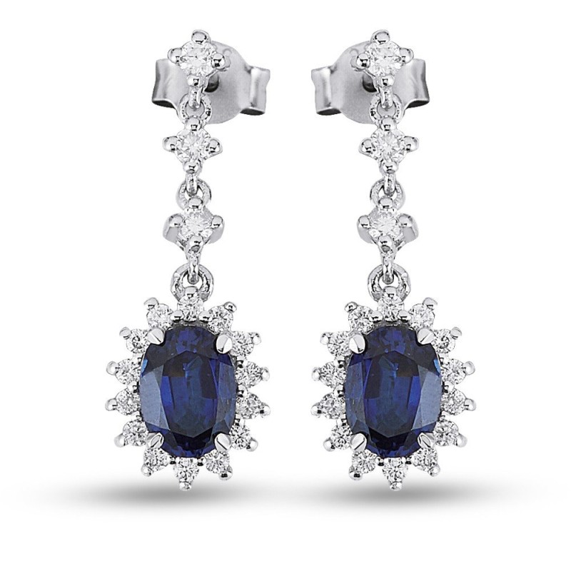 2.27 Karat Safir Taşlı Pırlanta Küpe