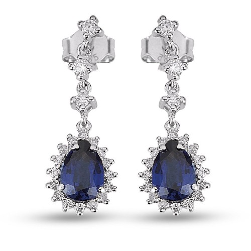 2.19 Karat Safir Taşlı Pırlanta Küpe